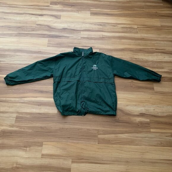 Irish National Stud Rain Jacket Windbreaker Green Large Packable Hood Unisex - Picture 2 of 11